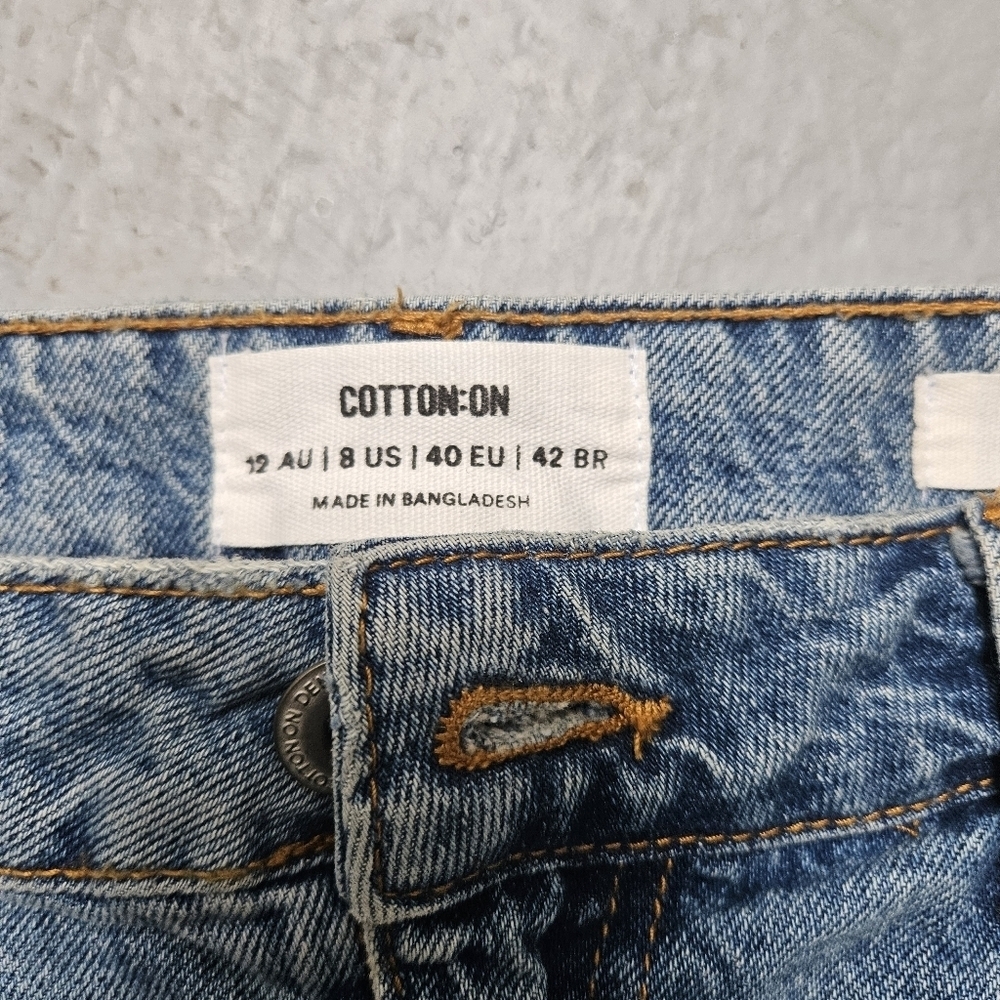 Cotton-On Sz 8 Denim Micro Mini Recycled Cotton Pocket Skirt Preppy Y2K Style . - Picture 2 of 7